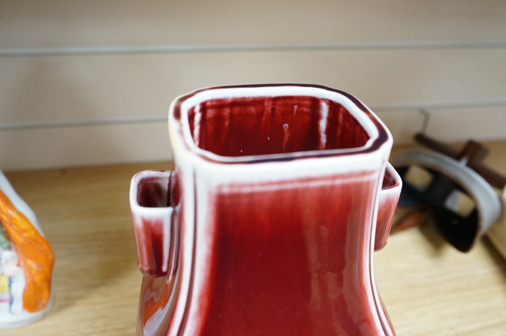 A Chinese sang de boeuf hu vase, 26cm high. Condition - good